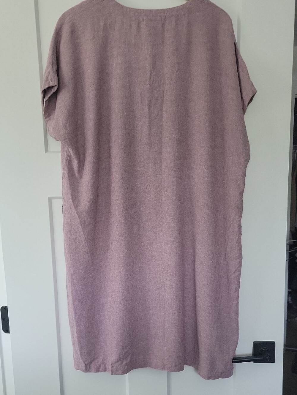 J. Jill Linen Blend Dusty Rose Split Neck Chambray Shift Dress - Picture 7 of 7